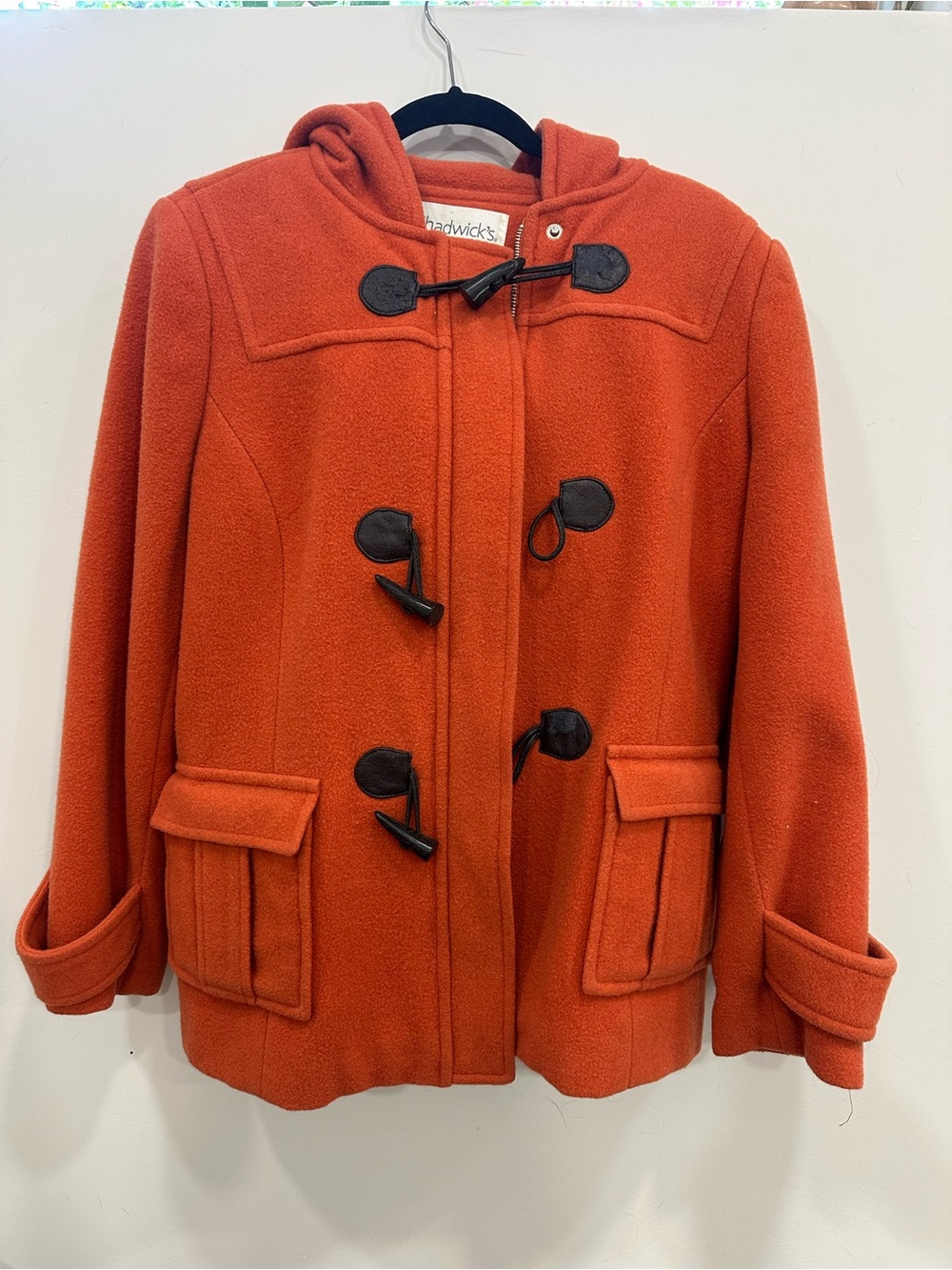 Vintage Chadwicks Orange Hooded Toggle Pea Coat